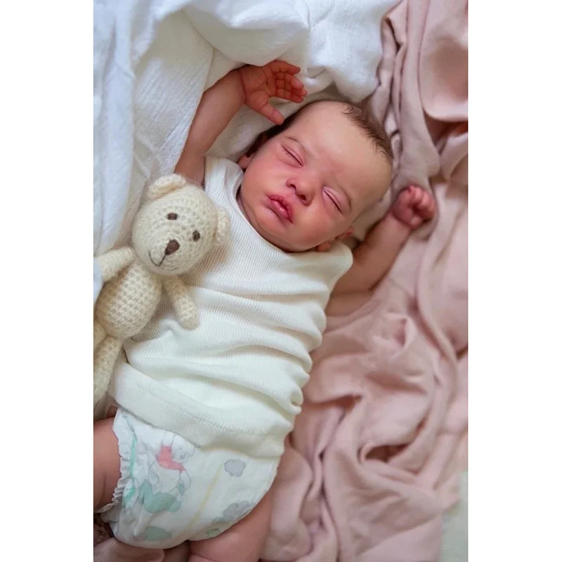 48CM Already Painted Reborn Baby Dolls Romy Sleeping Girl Finished Newborn Doll Toy Soft Vinyl with Cloth Body Reborn Dolls Gift