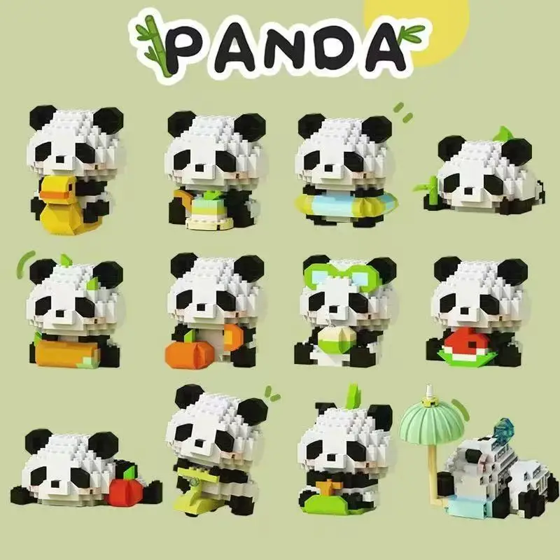 Chinesische Panda Mini Bausteine Bau Set Block Tiere Modell Montage Ziegel DIY Hause Dekoration Spielzeug für Mädchen Geschenke