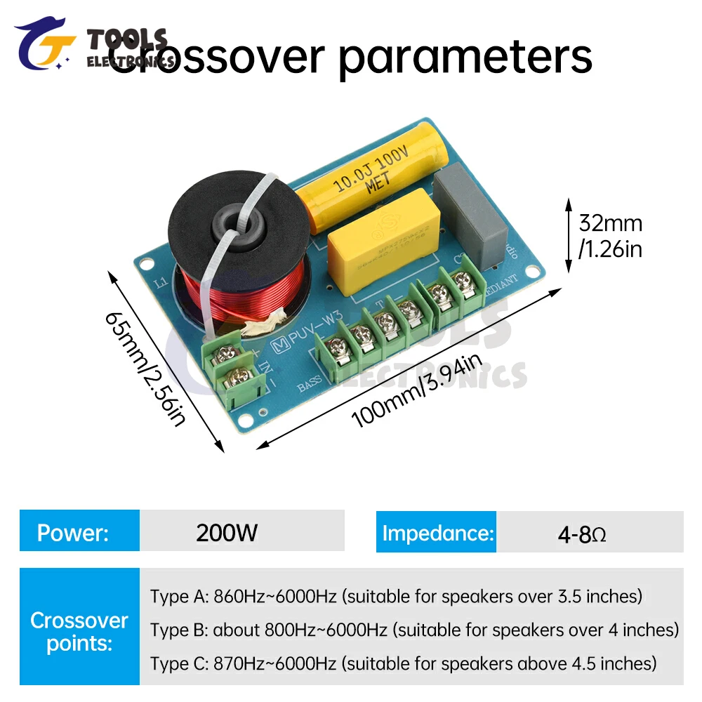 200W 3 Weg Hi-Fi Luidspreker Frequentie Treble/Alt/Bas Audio Crossover Filter Printplaat DIY Luidsprekers Filter voor Thuis Theate