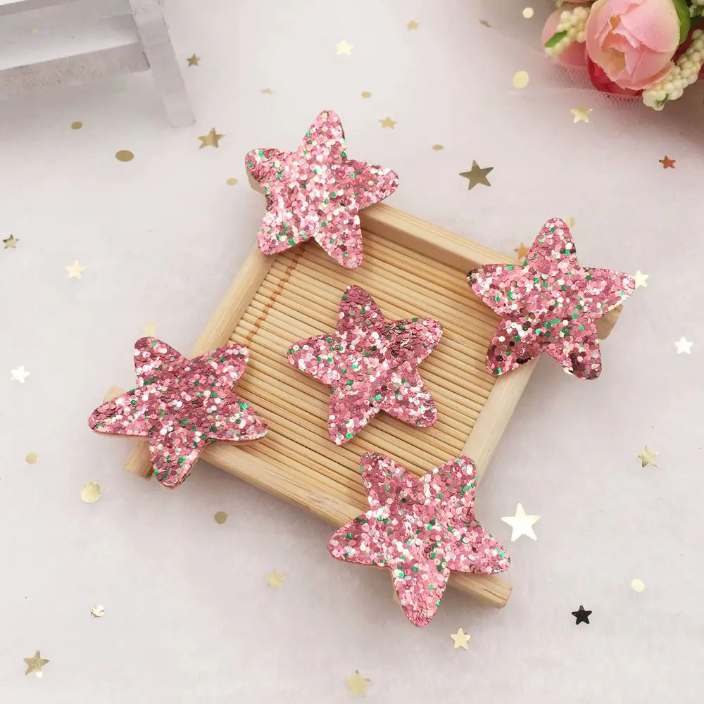 20pcs Glitter Star Leather Padded Patches Appliques for Children\'s Headwear DIY Wedding Accessories Craft Supplies E13