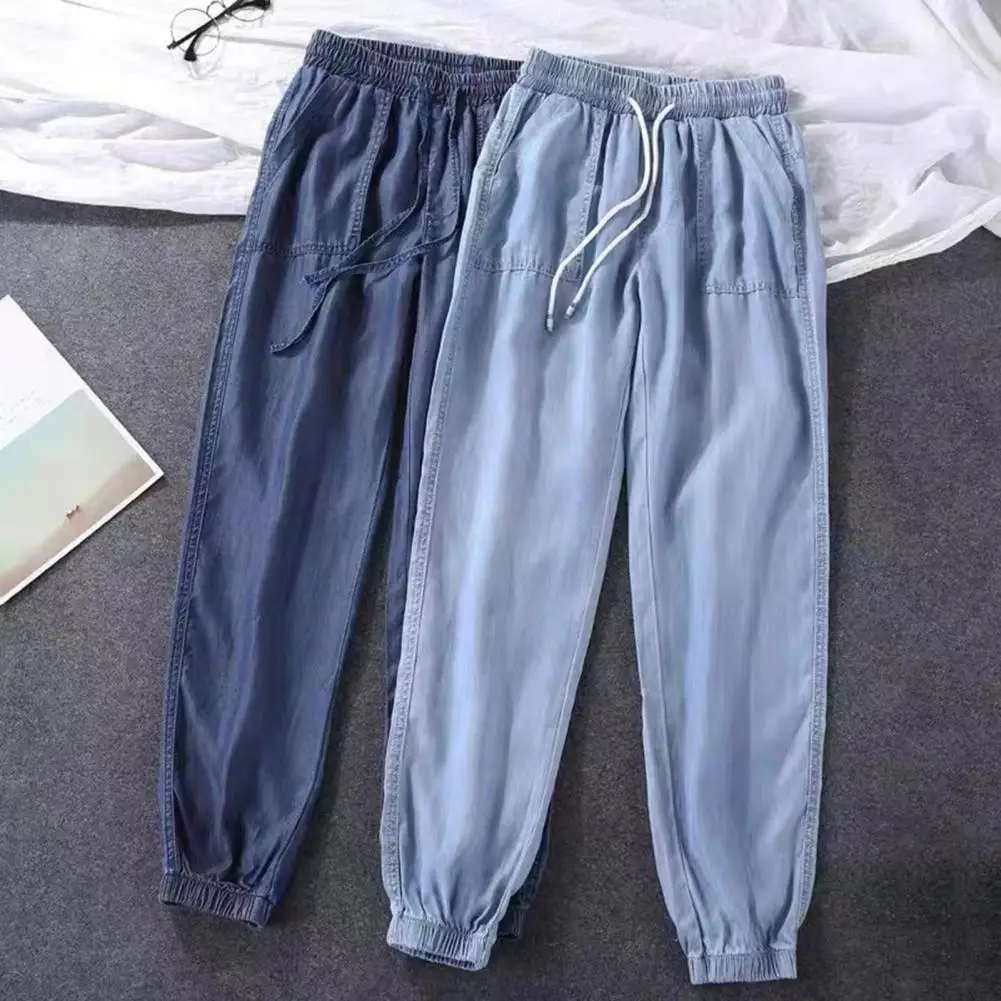 Women Harem Pants High Waist Drawstring Ankle-banded Women Trousers Deep Crotch Elastic Waist Female Trousers Casual Pants