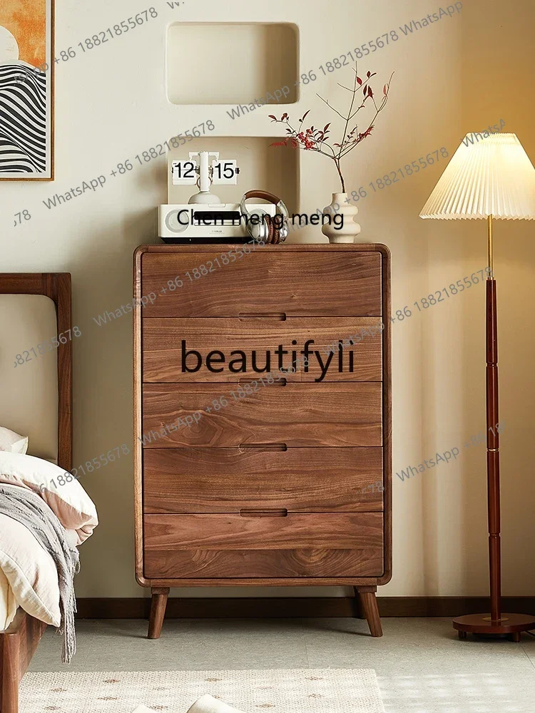 

M178 North American black walnut solid wood chest, Nordic simple locker, living room storage cabinet