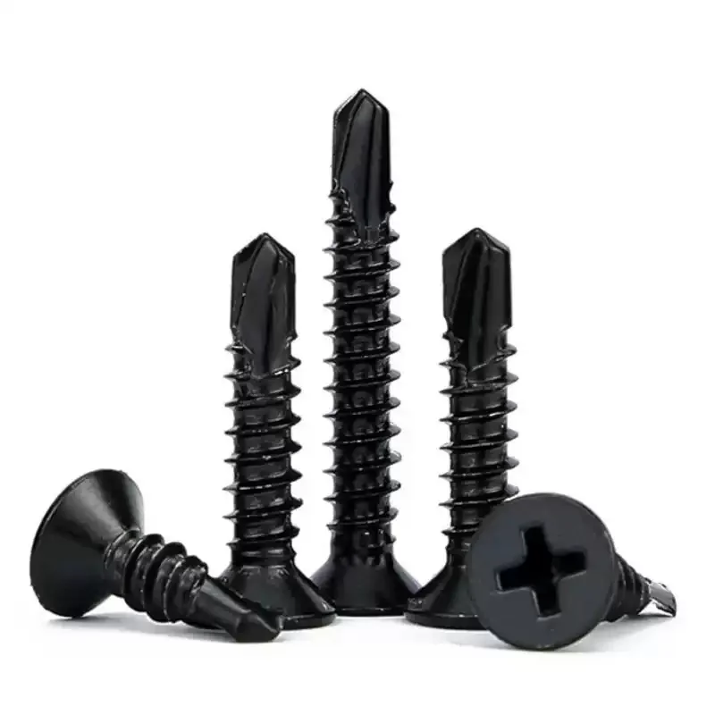 410 Stainless Steel Black Self Drilling Screws M3.5 M4.2 M4.8 M5.5 Phillips Flat Head Self Tapping Construction Fastener