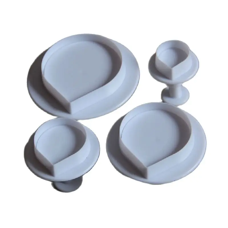 

Free Shipping Plastic 4pcs Waterdrop Shape Plunger Cookie Cutters DIY Fondant Molds Set HB0509