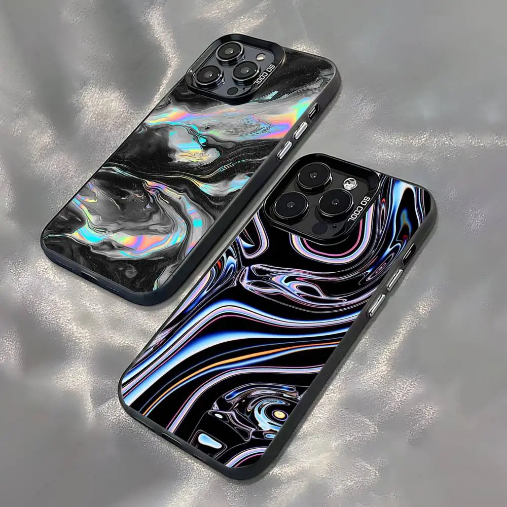 

Psychedelic trippy Holographic Phone Case For iPhone 17,16,15,14,13,12,11Pro,XS,Max,Plus,Mini Black Candy Matte Shockproof Cover
