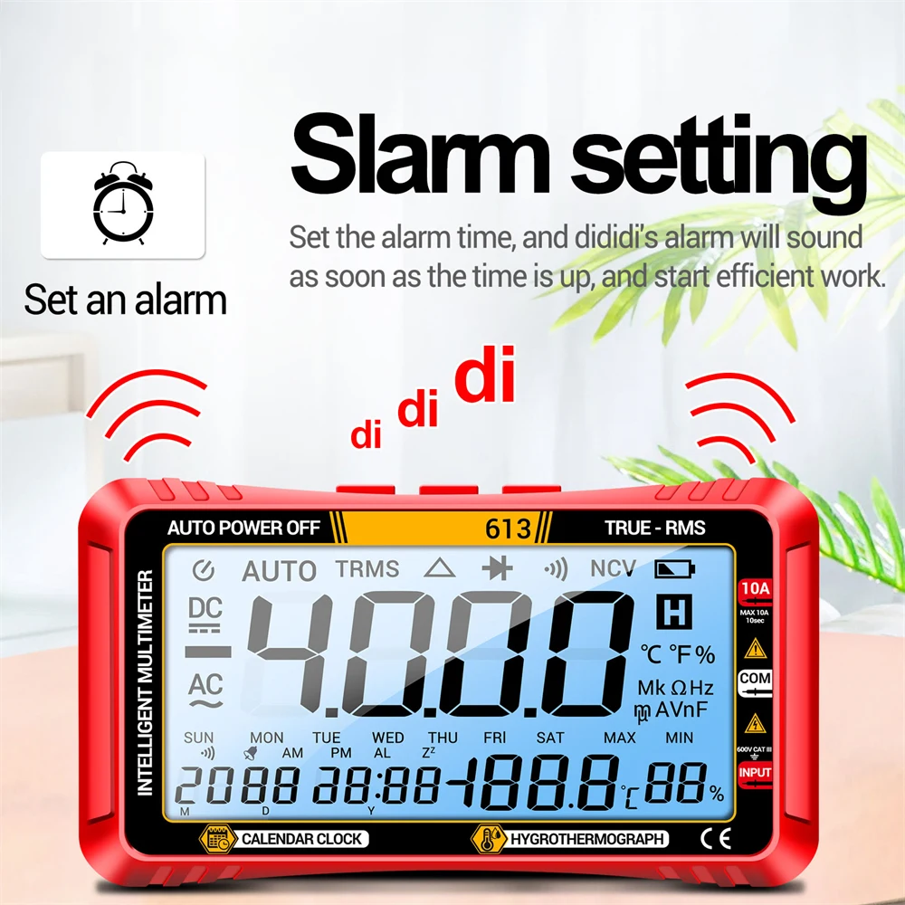 Imagem -03 - Aneng 613 Multímetros Inteligentes dc ac Tensão Capacitor Tester 4000 Contagens 10a Atual 600v Voltímetro Teste Despertador Conjunto de Ferramentas