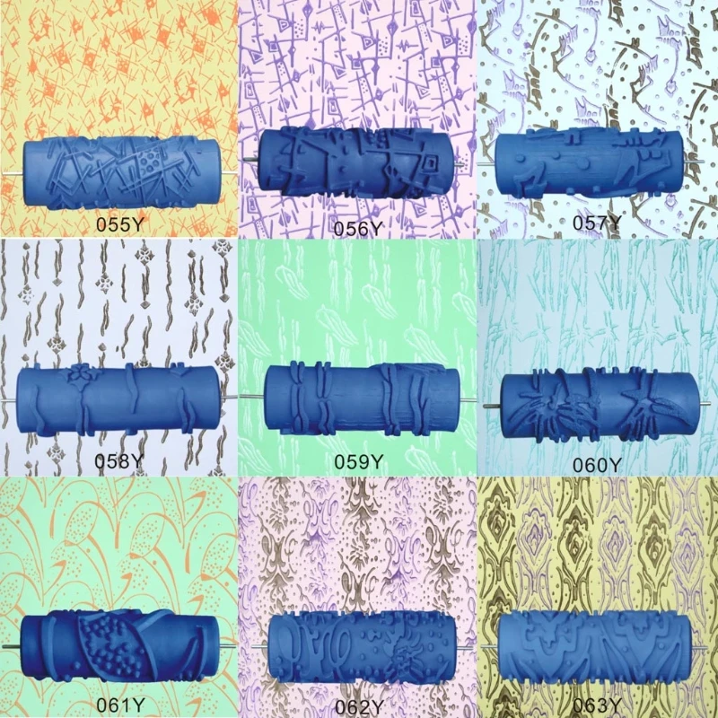5" Embossed Paint Roller Sleeve Wall Texture Stencil Brush Pattern Decor 025Y