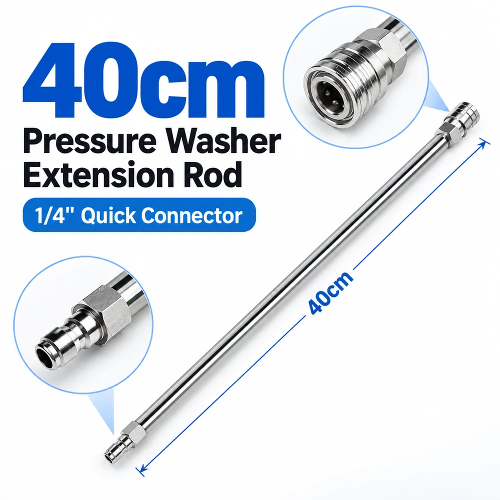 1Pcs 40cm Pressure Washer Extension Wand Stainless Steel Quick Connect Pressure Washer Spray Lance Rust Resistant
