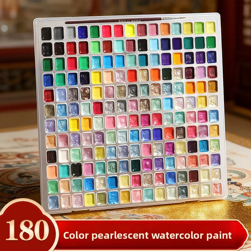 Pearlescent solid watercolor paint 12/24/36/48/60/72/98/150/180 color painting tool set Dunhuang manicure packing box