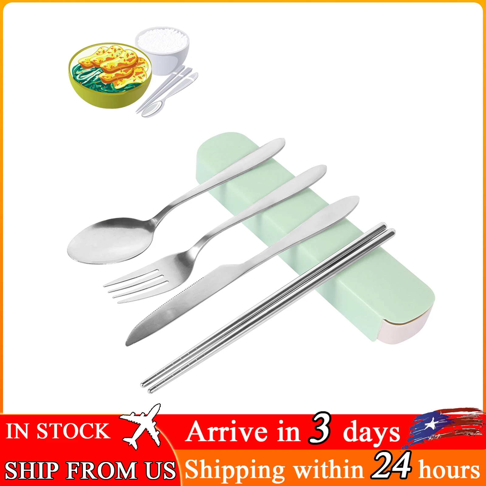 

Portable Cutlery Set Stainless Steel Silverware Set with Case for Meal Box Travel Camping Flatware Set Personal Utensil Set