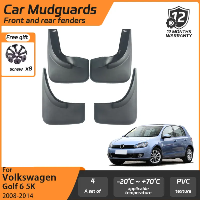

4pcs For Volkswagen VW Golf 6 5K 2009 2010 2011 2012 2013 2014 Mud Flaps Wheel Protector Mudguard Guard Fender Accessory