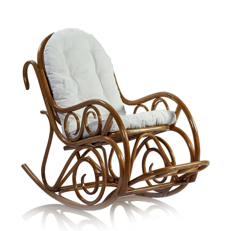 

Comfortable rattan rocking chair Natural rattan chair with cushion recliner
