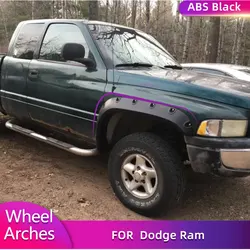 for Dodge Ram 1994-2002 1500 2500 3500 ABS Black Car Wheel Arches Side Fender Flares Trims Wheel Arches Fender Flares Mudguards
