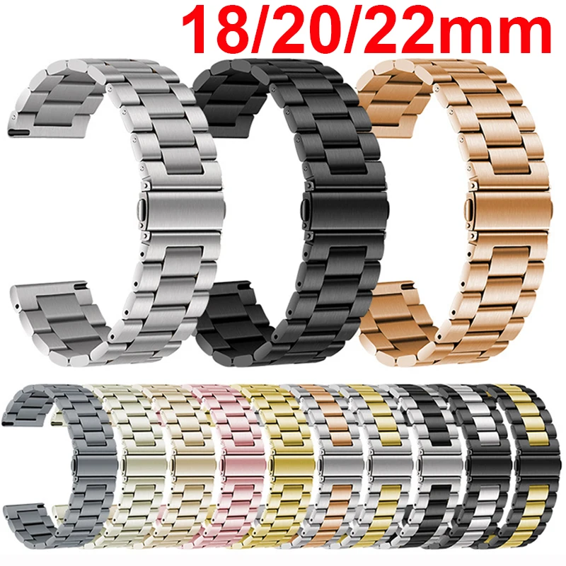 Pasek do zegarka 18mm 22mm 20mm do Samsung Galaxy Watch 7/6/5/4/3 40mm 44mm S3 Active2 Huawei Watch GT4 GT3 Gt2e, stal nierdzewna