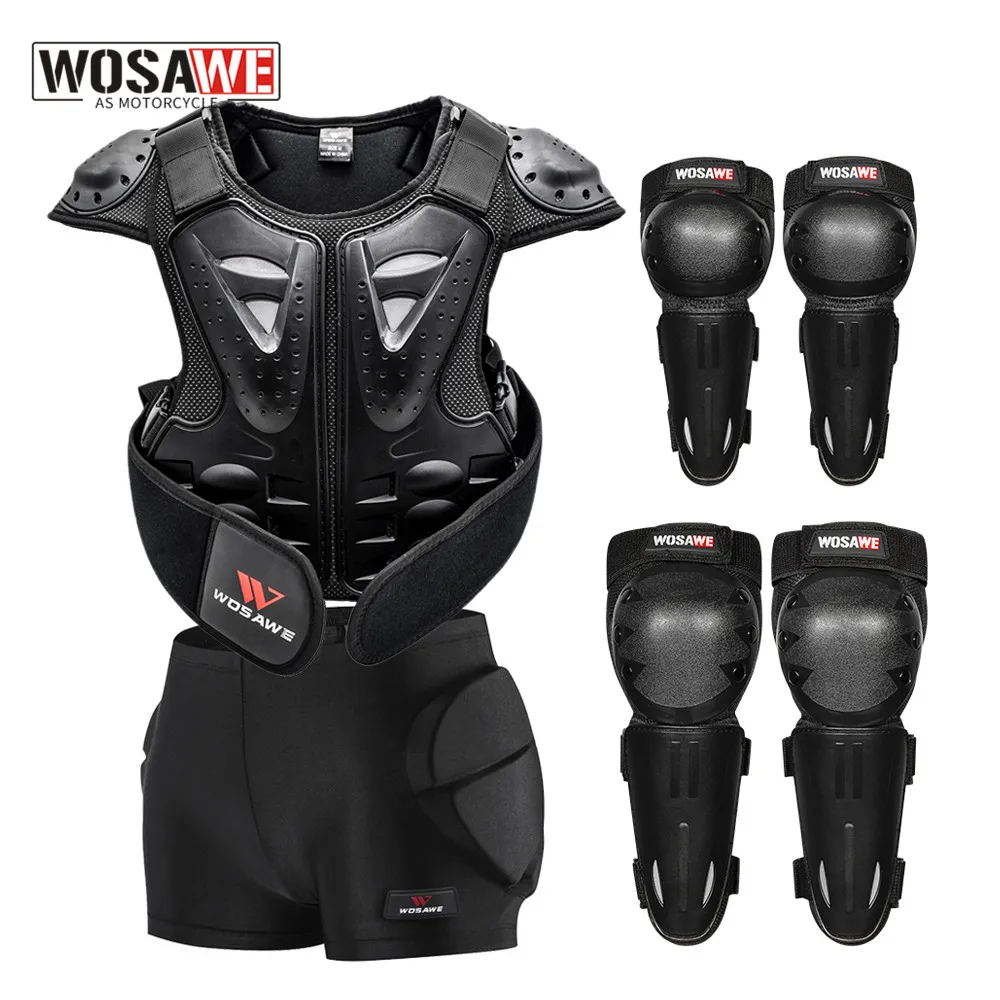 WOSAWE Children's Motorcycle Armor Body Armor Motos Jacket Back Shoulder Kids Body Protector Gear Motorcross Armored Girder