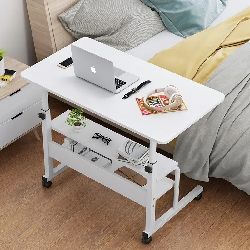 Adjustable Wheel Height Laptop Computer Desk Folding Bedroom Bedside Table Desk Folding Laptop Computer Desk