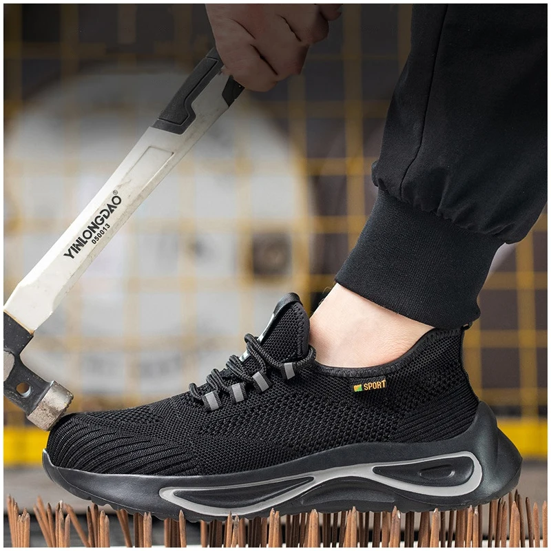 

Мужская модная дышащая защитная обувь большого размера со стальным носком, летние рабочие ботинки, рабочие кроссовки, мужская обувь