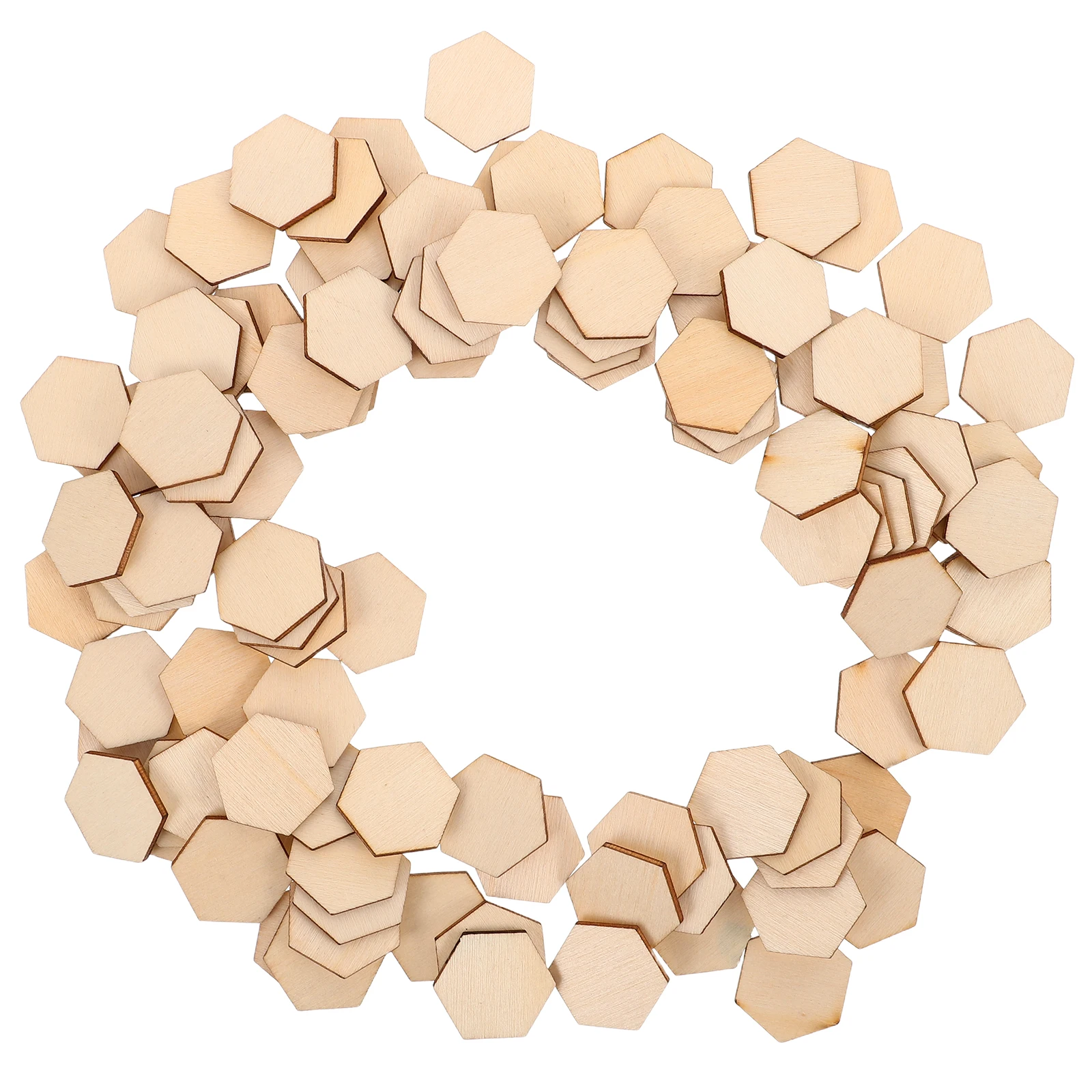

100pcs Wooden Art Crafts Unfinished Hexagon Plaques Diy Painting Projects Natural Slices For Holiday Decor Classroom Office Home