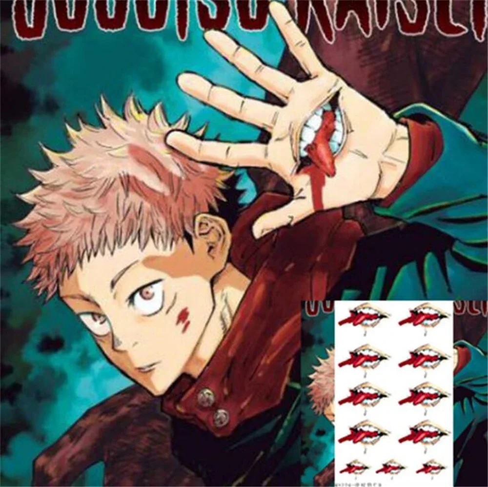 Jujutsu Kaisen Stickers Cosplay Prop Anime Accessories Ryomen Sukuna Inumaki Toge Waterproof Tattoo Sticker