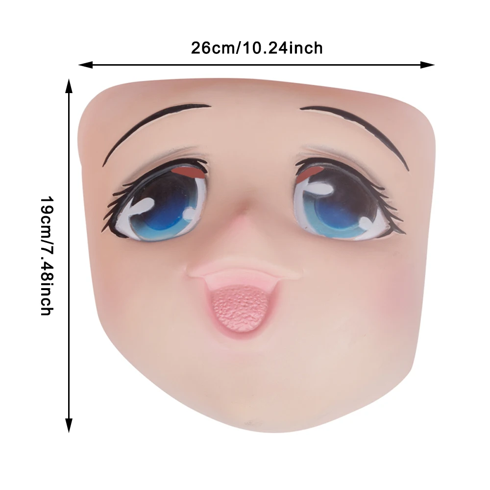 Cute Anime Cosplay Mask Beauty Girl Latex Half Face Cartoon Character Party Accessory Lolita Costume Loli Helmet Dress up Props