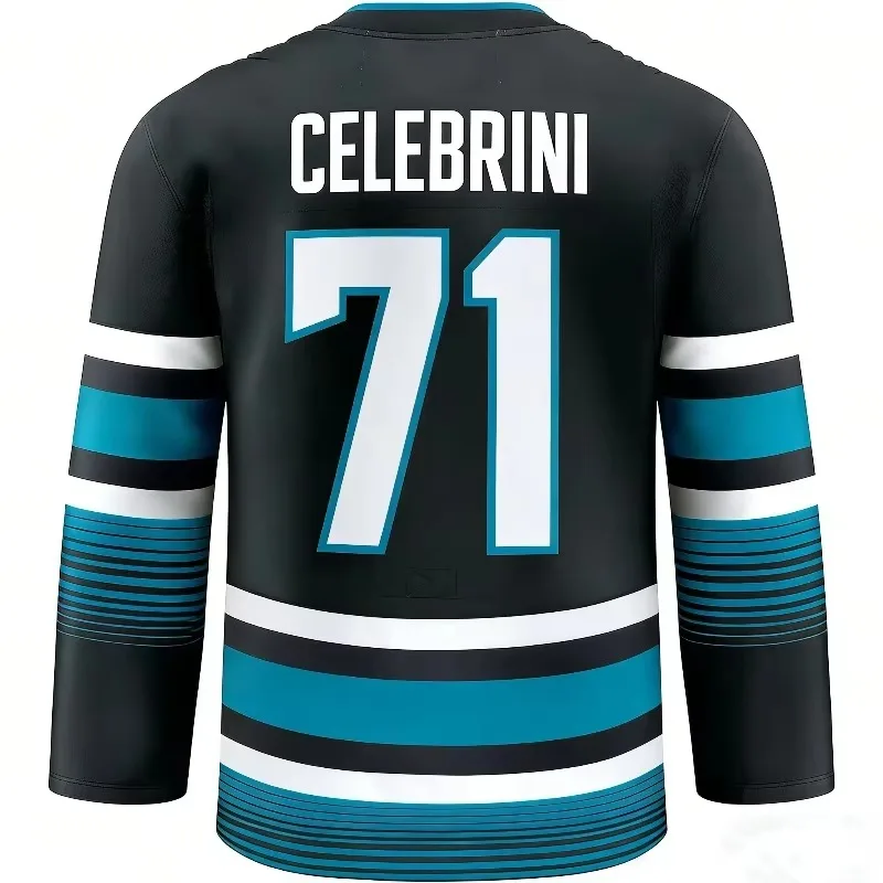 Bestseller Celebrini 71 Hai-inspiriertes Eishockey-Trainings-Trikot Atmungsaktives Sport-Oberteil mit Langen Ärmeln und 3D-Druck – Detail 5