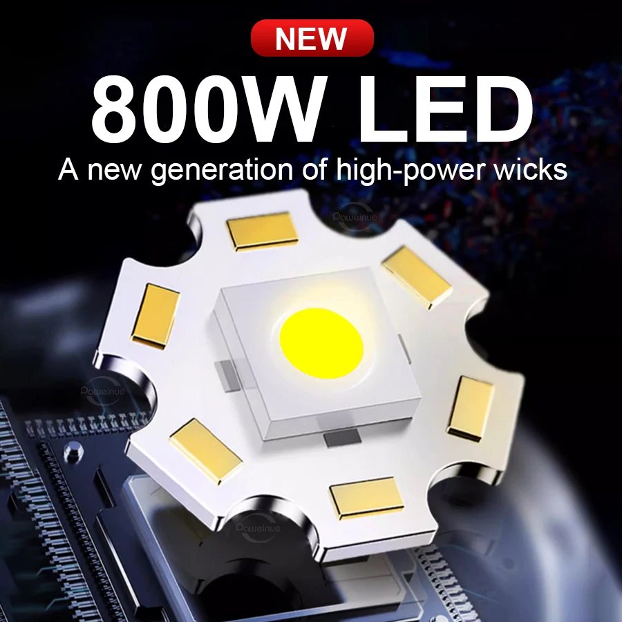 Lanterna LED de Alta Potência 800W Tocha de Longo Alcance 3000M LED Super Poderoso Tática ao Ar Livre Zoomável Lanterna de Mão para Camping