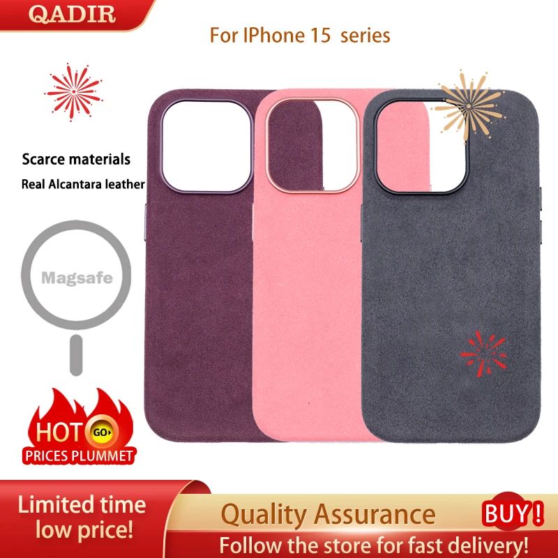 

QADIR leather For iphone 15promax MagSafe magnetic ltalian Alcantara Case phone 15 15plus 15pro case