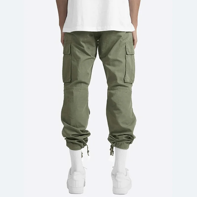 Pantalones Cargo ligeros para hombre, pantalón informal con cordón y múltiples bolsillos, ropa de calle Y2k, moda Hip Hop, Color sólido, novedad de verano