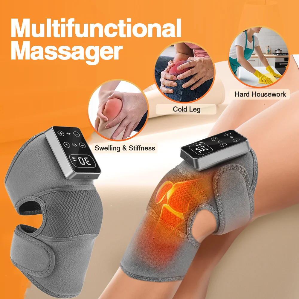 Elektryczny masażer kolan 3 tryby wibracji 5 poziomów ciepła kompres wibracyjny masażer elektryczny na ramię orteza masująca łagodząca ból artretyzm