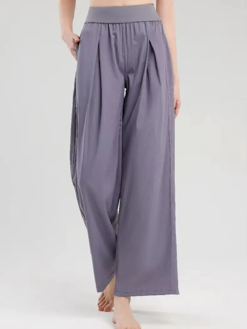 Women Sporty Long Pants Loose-Fit Breathable Lightweight Stretchy Straight Wide-Leg Pants Running  Sun Protection Fitness Gym