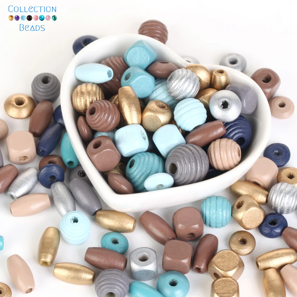 20-100pcs Natural Wooden Beads Morandi Colors Rondelle Oval Square Wood Beads For Jewelry Making DIY Handmade Bracelet Necklace