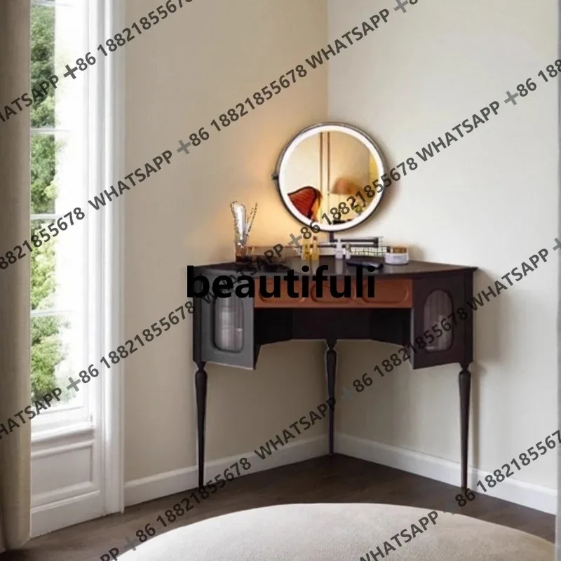 

H French retro solid wood dresser corner storage cabinet master bedroom antique triangular makeup table