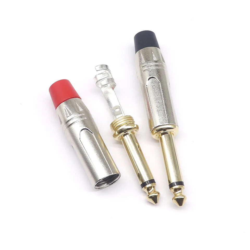 2pcs/1pairs Bright nickel 6.5 big two-core audio plug fever-grade 6.5mm plug 6.35 mono microphone microphone plug