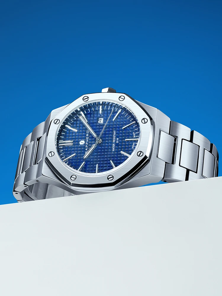 SAPPHERO Heren luxe zakelijk roestvrijstalen horloge voor heren Sport Excellence waterdicht polshorloge Stoere heren cadeauklok