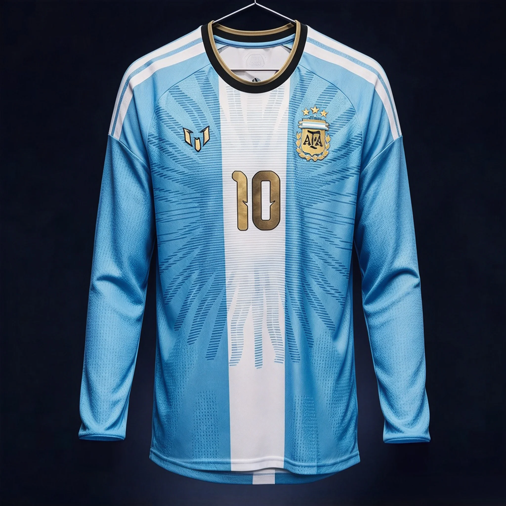 2026 Messi Argentina Farewell Match Commemorate Football Long Sleeve Jersey, 3D Print Unisex Sport Breathable Mesh Quick‑Drying
