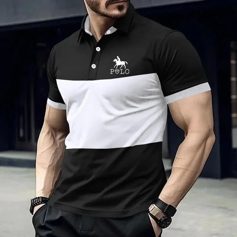 Men's fashionable casual sports short sleeved polo shirt