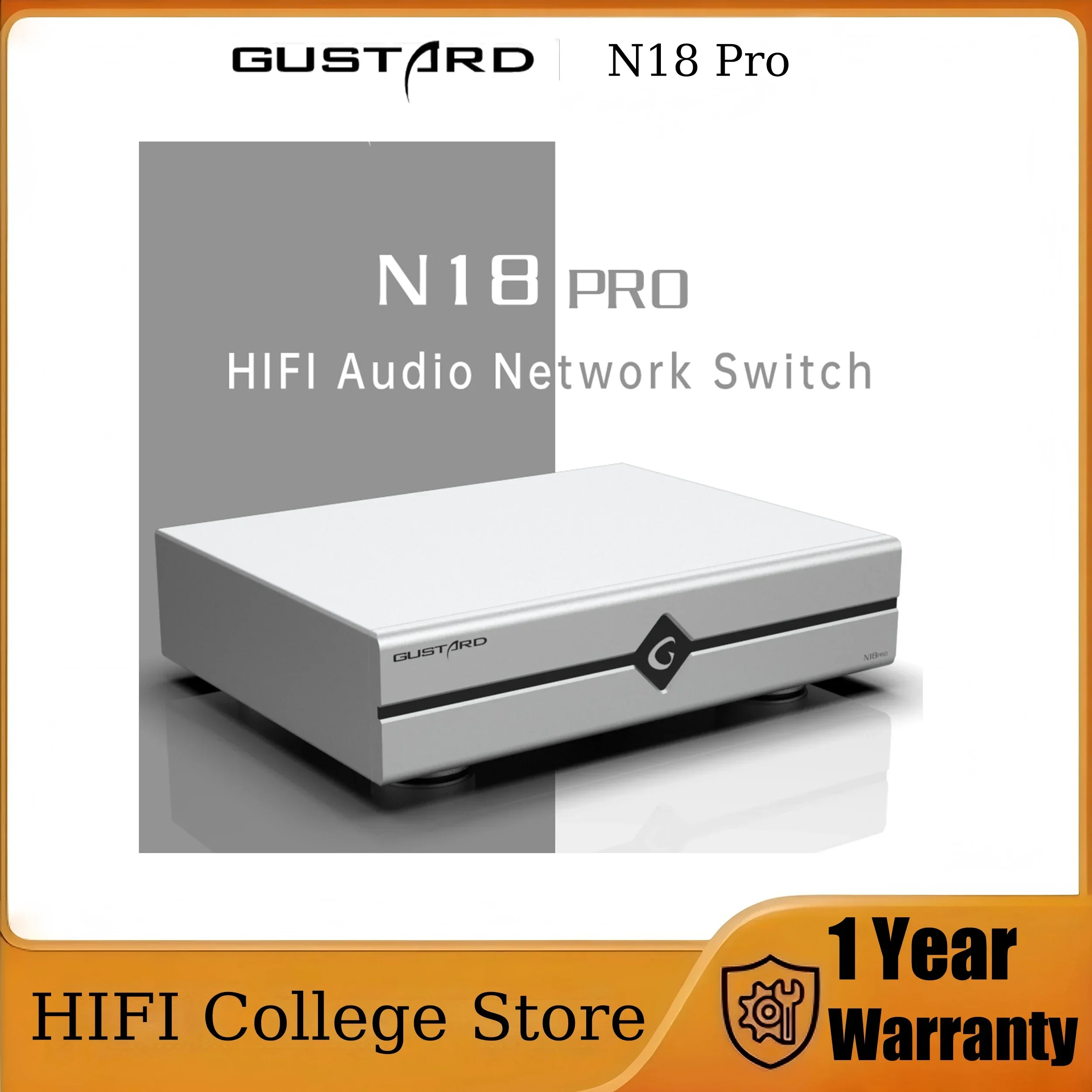 Gustard N18 pro HiFi 6-Port Audiophile Audio Network Switch with RJ45 Optical & SFP for Streamers NAS Digital Audio