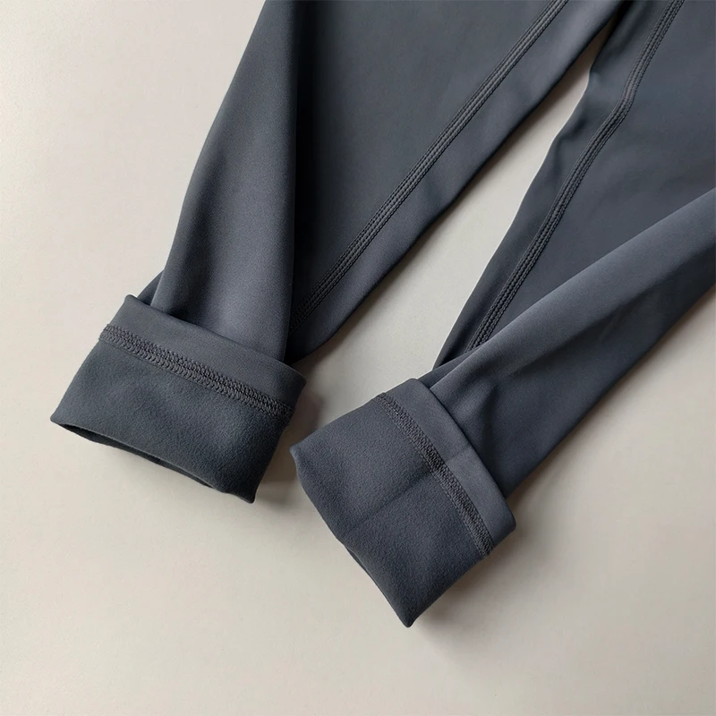 سروال نسائي للتمرين مبطن بالصوف، سروال حراري عالي الخصر بدون درزات أمامية للجري في اليوجا في الشتاء #3