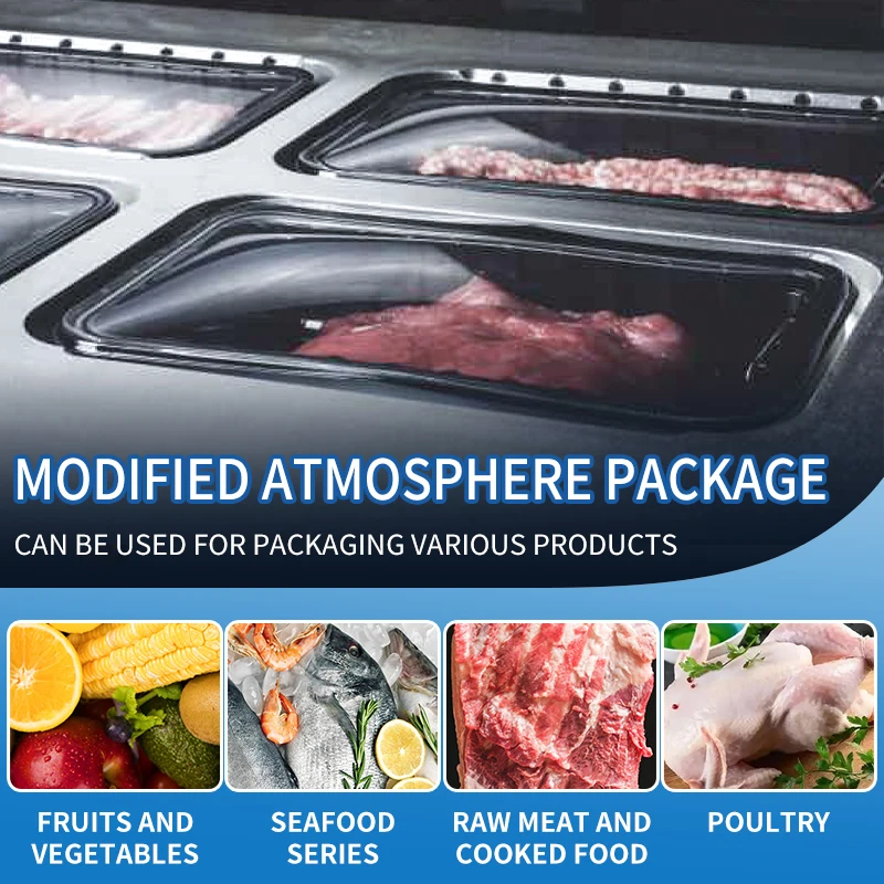 High Efficiency Pneumatic Semi-Automatic MAP Sealing Machine Airflow Nitrogen Tray Sealer for Beverage Foil Bag Packaging