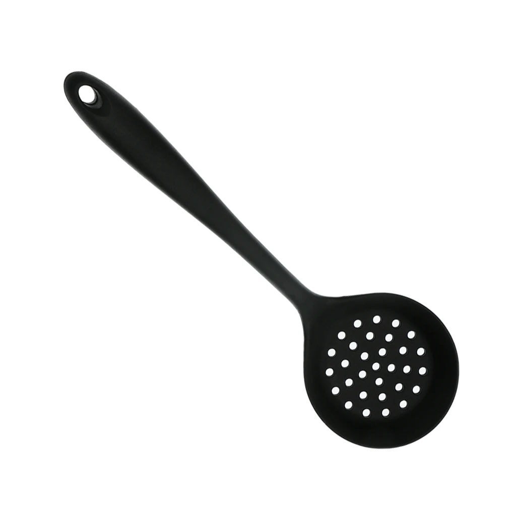 Antihaftbeschichteter Silikon-Siebfilterlöffel mit langem Griff und Loch für die Küche, 32 cm