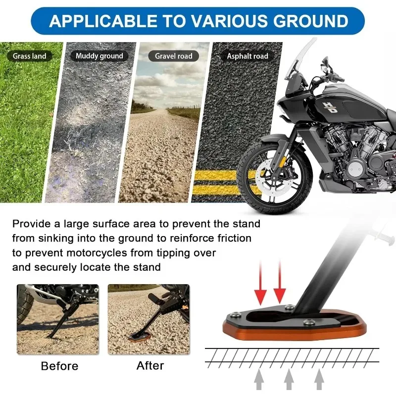 Motorcycle Kickstand Extension Pad Plate Foot Side Stand Enlarge Extension Support Plate Fits for Pan America PA1250 S 2021-2022