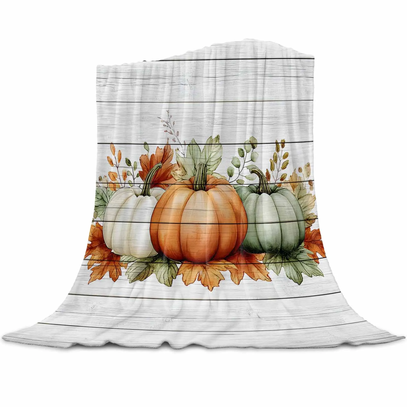 

Orange Thanksgiving Autumn Leaves Wood Throws Blankets for Sofa Bed Winter Soft Plush Warm Family Friends Holiday Gifts
