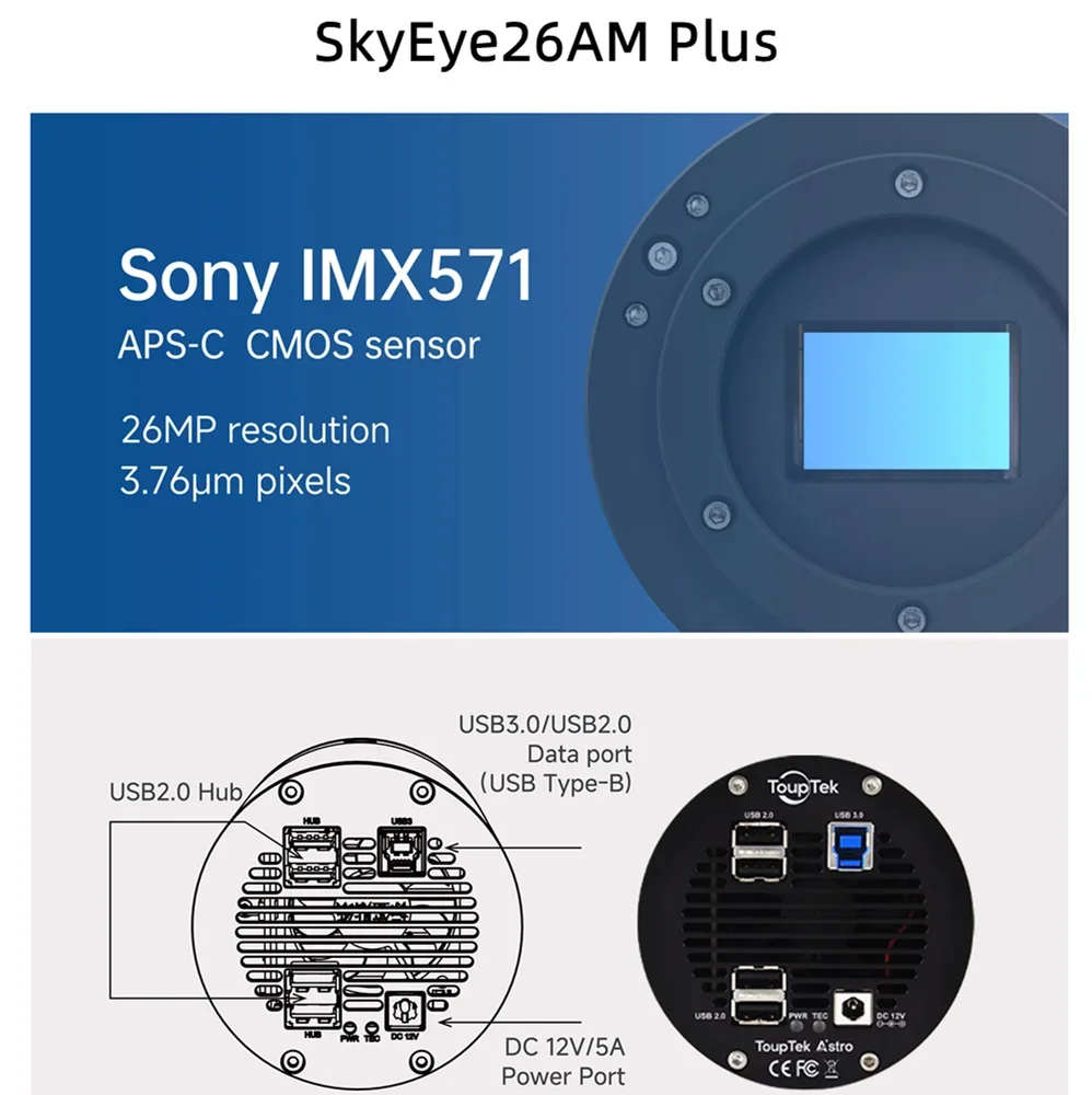 ToupTek SkyEye26AM Plus – IMX571M APS-C Mono Deep-Sky Camera Telescope Astrophotography
