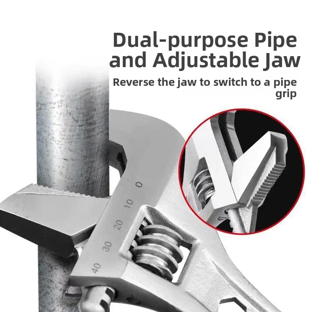 

﻿ 1pc 8/10/12inch Multifunctional Adjustable Wrench Large Openin Long Handle Spanner Clamp Mechanical Workshop Hand Repair Tools