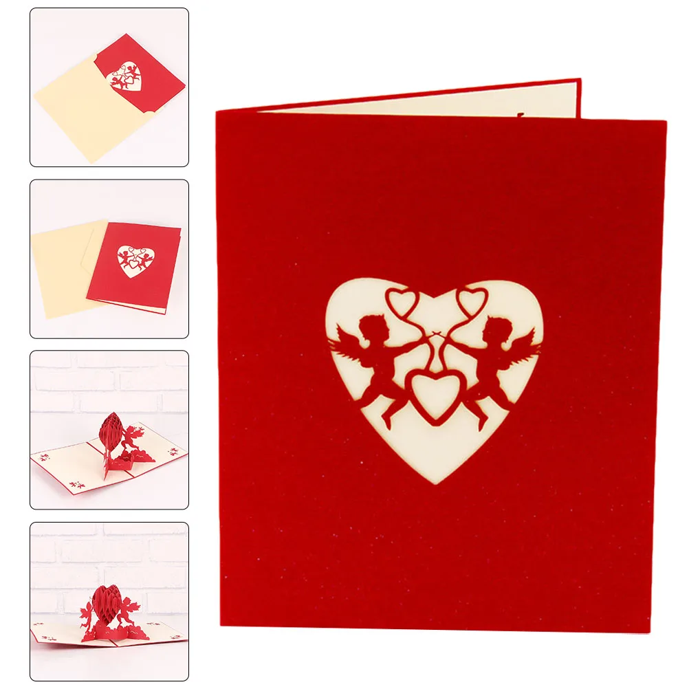 

3D Heart Shape Greeting Cards Romantic Love Blessing Card For Valentine'S Day Wedding Anniversary Party Diy Postcards Message