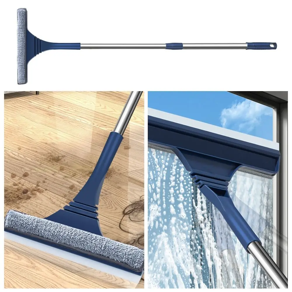 2 in 1 Window Mesh Screen Brush Window Cleaner Magic Broom Wiper Telescopic Long Handle Window Mop Squeegee Wiper Cleaning Tool