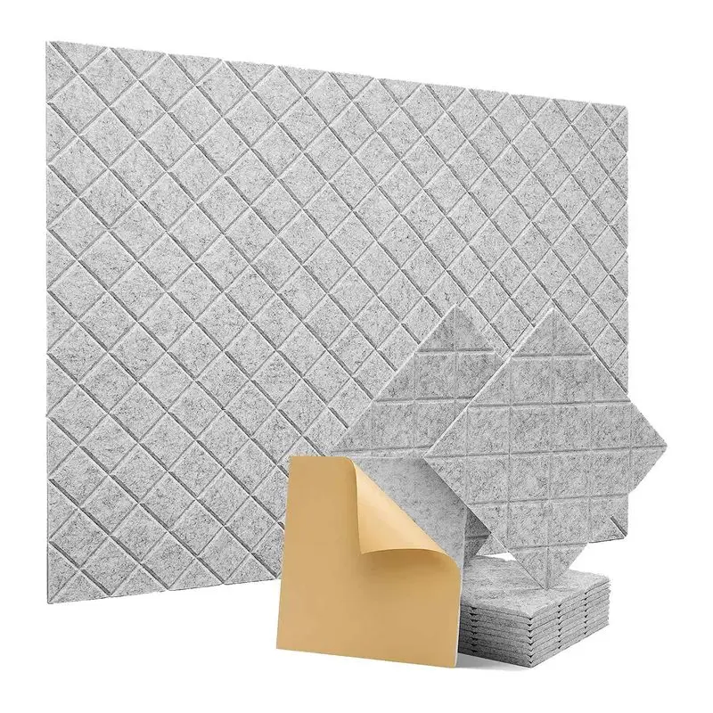 

ABAH-12 Pack 12X12x0.4Inch Self Adhesive Sound Absorbing Panels Acoustic Foam Panels For Recording Studio,Office Silver-Gray