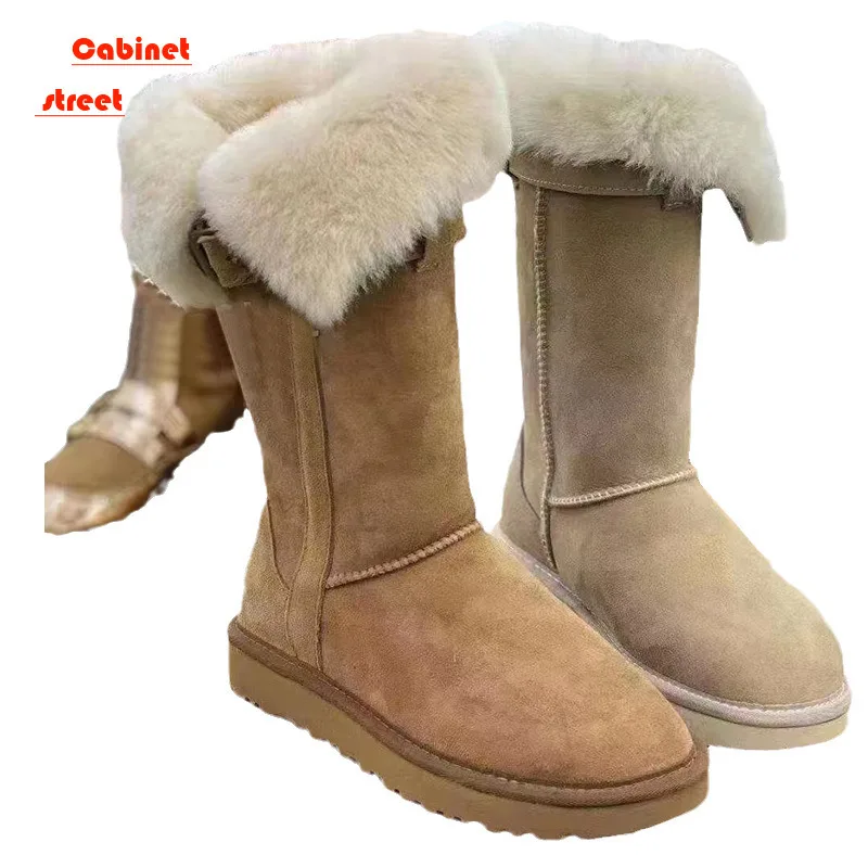 

Winter Women's Keep Warm Plush Flat Suede Snow Ankle Boots New Platform Knee High Boots For Women Outdoor Casual Cotton Shoes