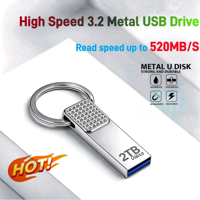 Metal 2TB Flash Drive USB3.2 High Speed Pen Drive 1TB Metal Waterproof Type C USB Memory Stick For Computer Car Storage Devices