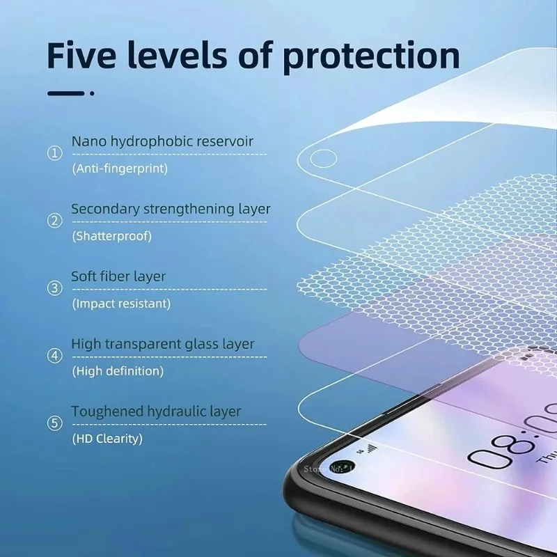 5PCS Tempered Glass for Huawei P40 P30 P20 P10 Pro Lite P Smart Z Screen Protector for Honor 10 20 30 40 Lite Pro 8X X8 X8A